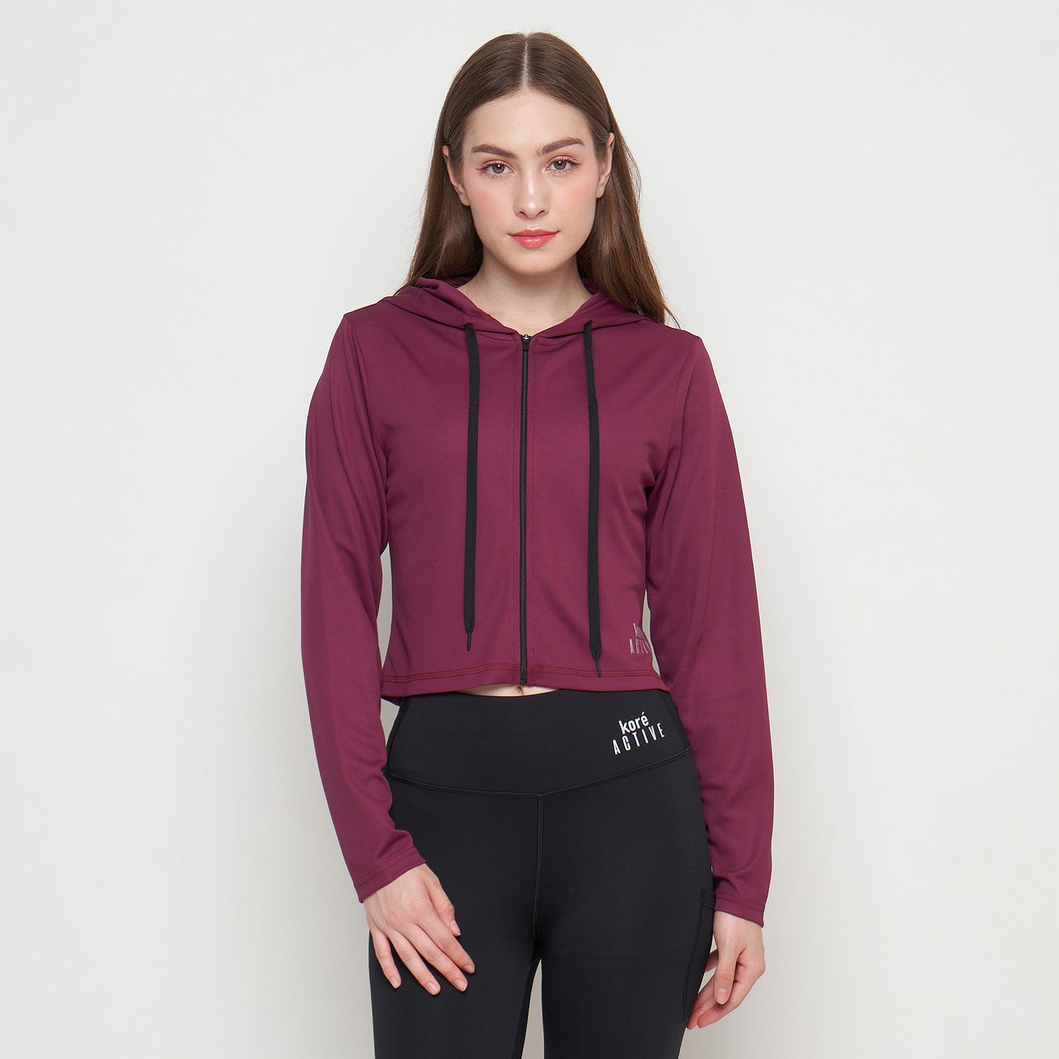 Caily Womens Active Cropped Hoodie Pullover
