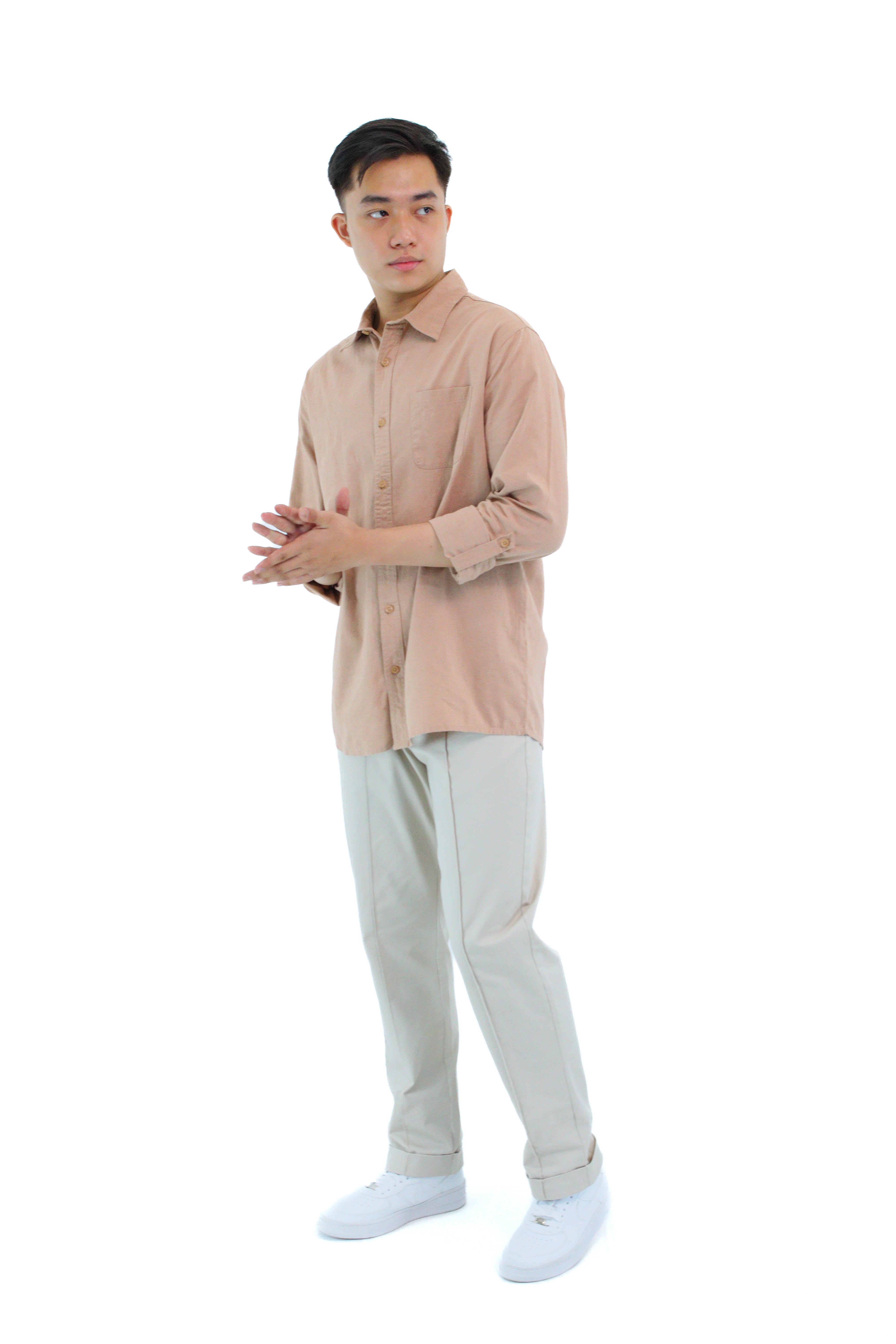 LORTS Men's Linen Long Sleeve Shirt