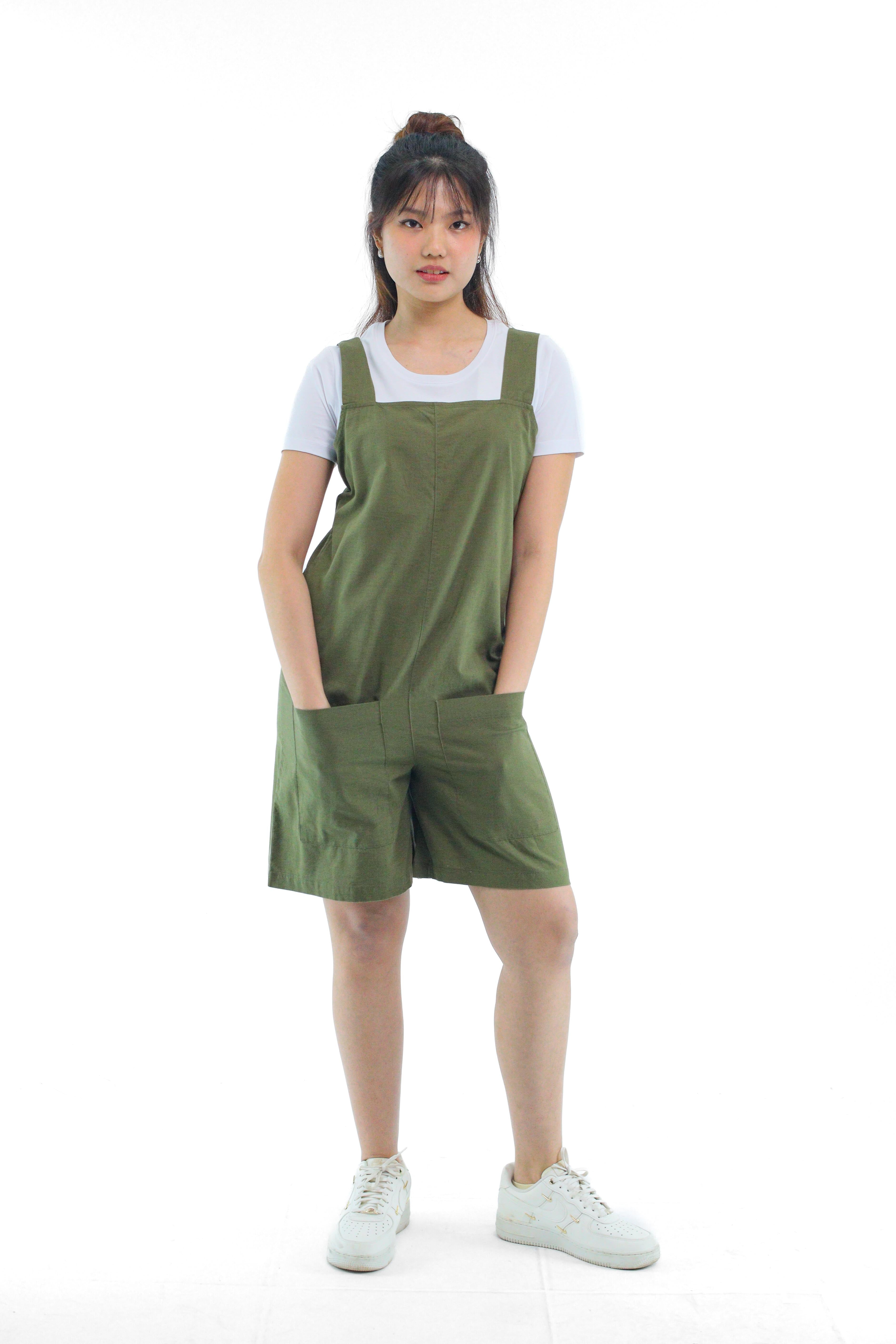 GYUKA Women's Linen Mini Overall