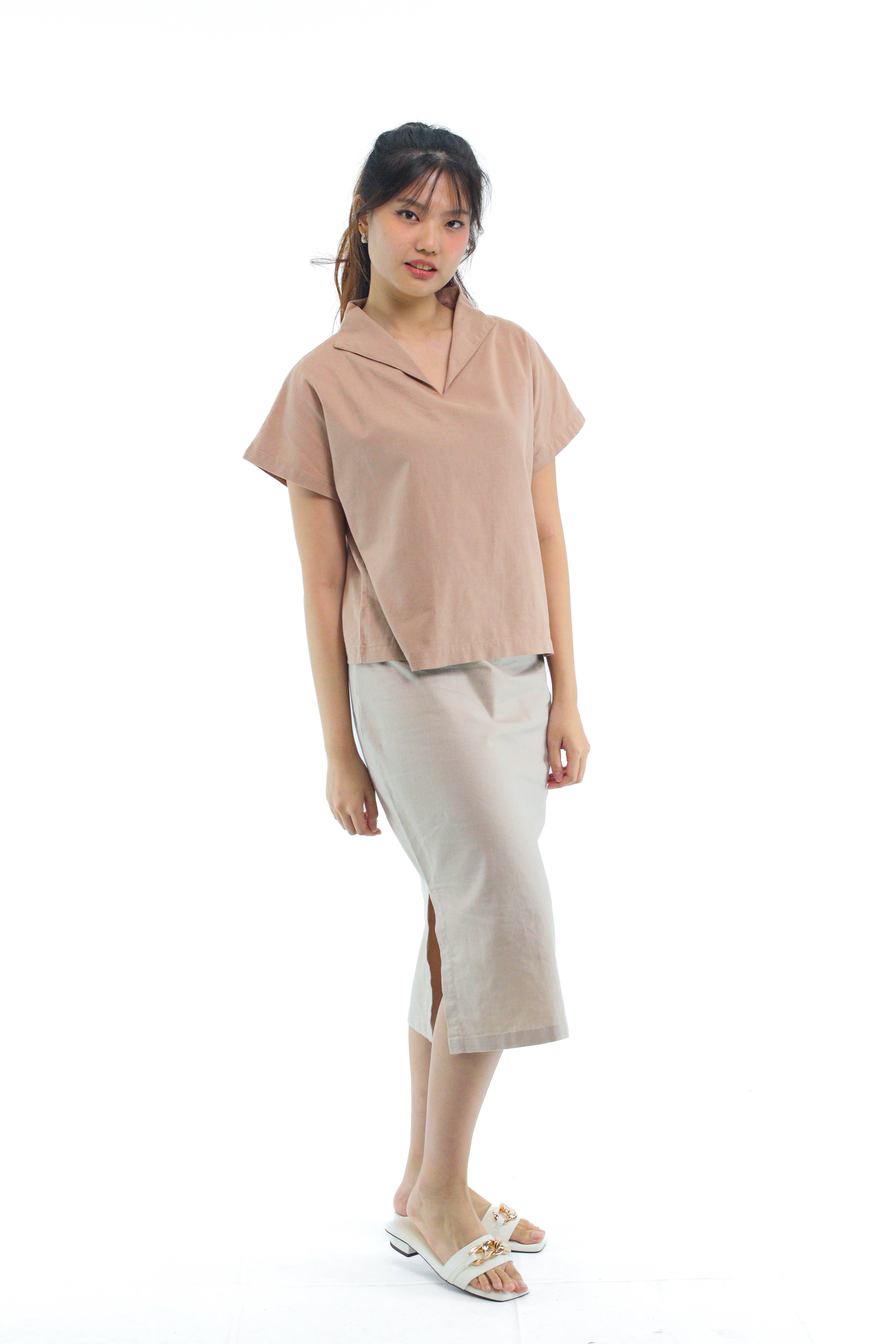 SHIRLEY Women's Linen V-Neck Shirt