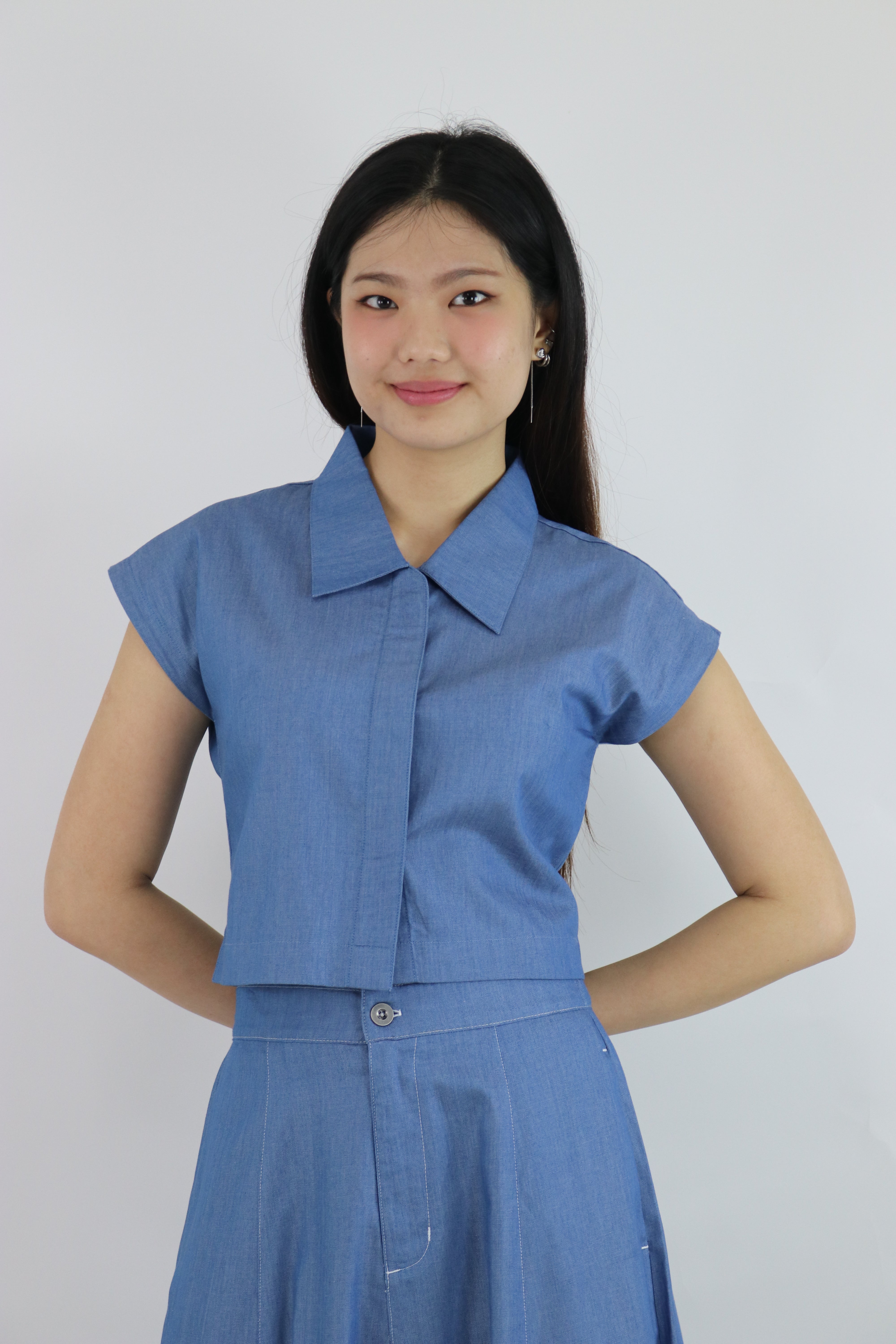 MEGAN Women's Denim Cropped Top